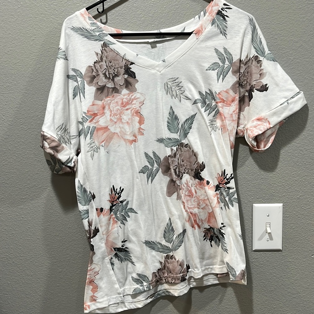 White with Flowers Top